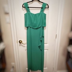 BCBG chiffon long green dress,  size 6
